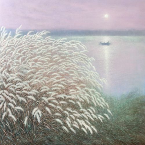 บึงหมอกและดอกหญ้า 80x80cm บึงหมอกและดอกหญ้า (Misty Marsh and Wild Grasses)